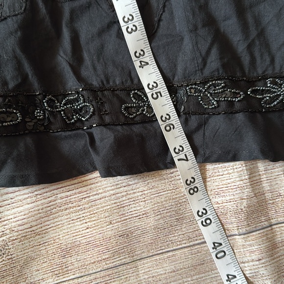 Chico's Black Sequin Embroidered Tiered Maxi Skirt Womens size 1 - Picture 7 of 7